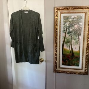 Poof Apparel Green & Black Long Lightweight Open Cardigan Size M